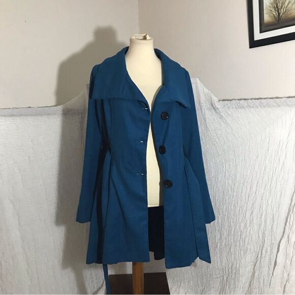YOKI Teal Wool Blend Coat Size Large - Picture 7 of 12
